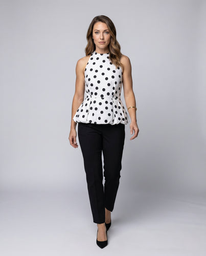 Damen Elegantes Polka Dot Peplum-Top R&B
