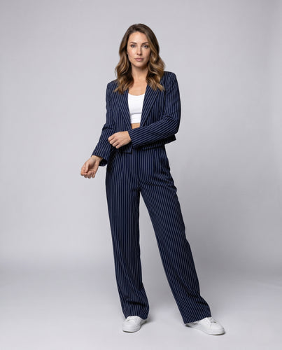 Damen gestreiftes Blazer-Set mit weitem Schnitt R&B