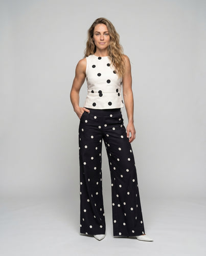 Damen Hochtaillierte Palazzo-Hose mit Polka Dots R&B