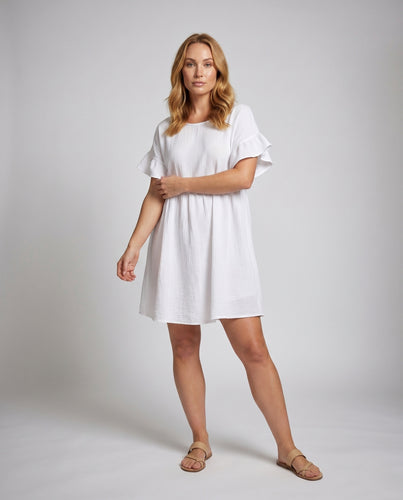 Damen bezauberndes Sommerkleid mit voluminösen Ärmeln und elegantem Schnitt R&B