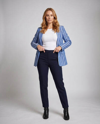Damen Blazer mit modischem Streifenmuster und eleganter Silhouette R&B