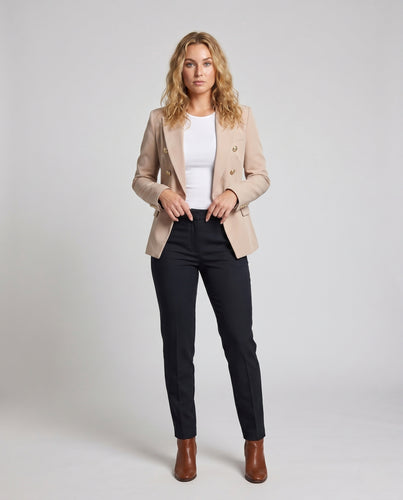 Damen Eleganter Double-Breasted Blazer mit Goldknöpfen R&B