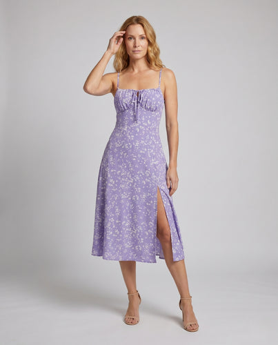 Damen florales Maxikleid mit seitlichem Schlitz und verstellbaren Trägern R&B