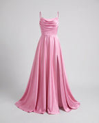 Damen Maxikleid mit elegantem Schlitz und fließendem Satinmaterial R&B