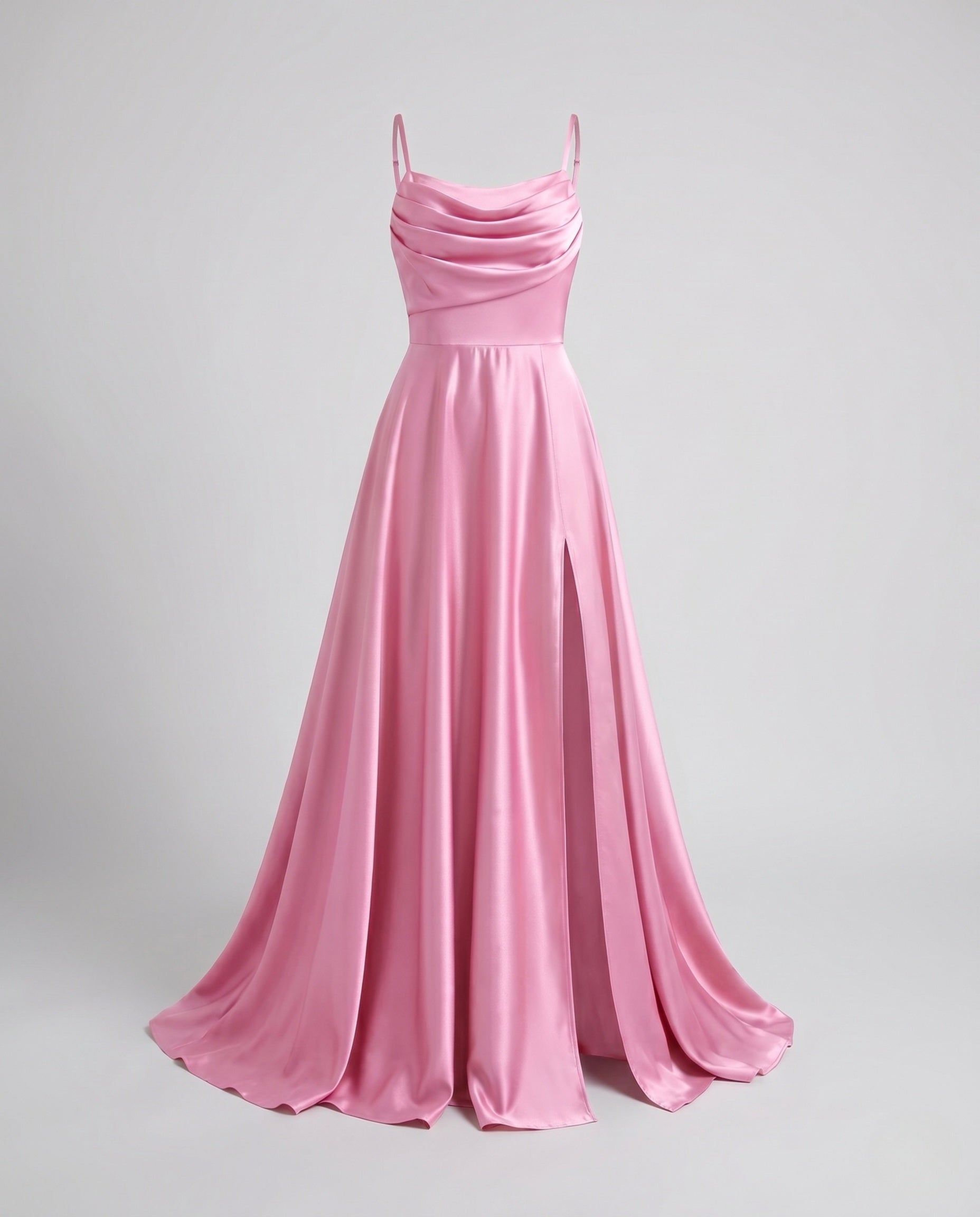 Damen Maxikleid mit elegantem Schlitz und fließendem Satinmaterial R&B