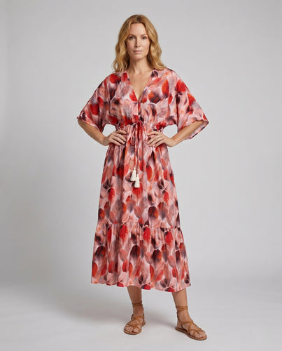 Damen Maxikleid mit lässigem Schnitt und verspieltem Blattmuster R&B