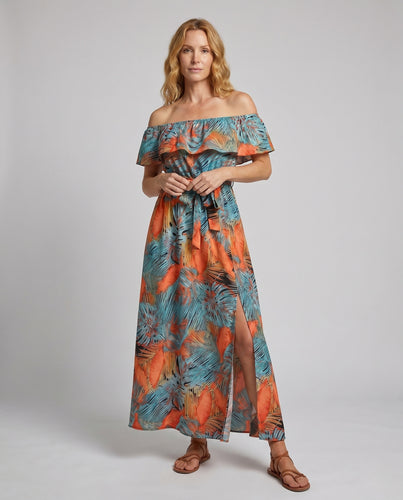 Damen Maxikleid mit off-shoulder Design R&B