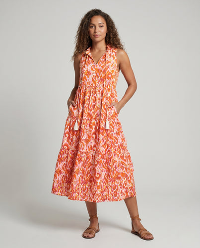 Damen Maxikleid mit V-Ausschnitt und voluminösen Saum R&B