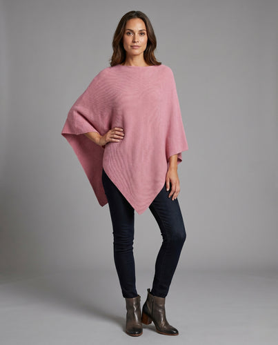 Damen Eleganter und leichter Poncho aus feinem Strickmaterial R&B