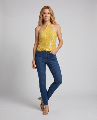 Damen Glitzerndes Neckholder-Oberteil R&B