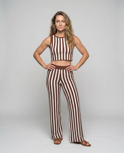 Damen Lässiges Zweiteiliges Set mit Streifenmuster R&B