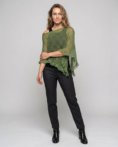 Damen Luftiger Poncho aus feinem Strickmaterial R&B
