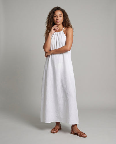 Damen Luftiges Maxi-Kleid mit eleganter Halsband-Träger R&B