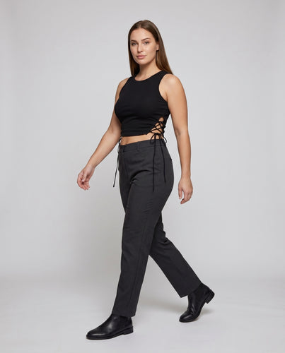 Damen nan figurbetontes bauchfreies Tanktop mit Seitenschnürung R&B