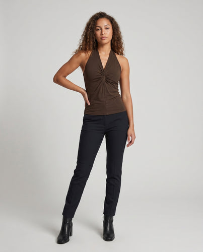 Damen nan figurbetontes Neckholder-Top mit Twist-Detail und Raffung R&B