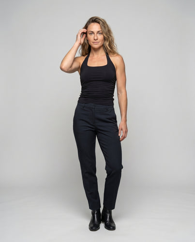 Damen nan figurnahes Neckholder-Top mit eckigem Ausschnitt und seitlicher Raffung R&B