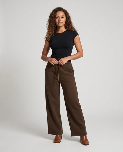 Damen nan hochgeschnittene weite Jogginghose mit Tunnelzug Frontnaht und weitem Bein R&B