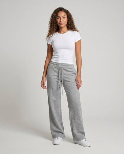 Damen nan hochgeschnittene weite Relax-Sweathose mit Rippenbund und Tunnelzug R&B