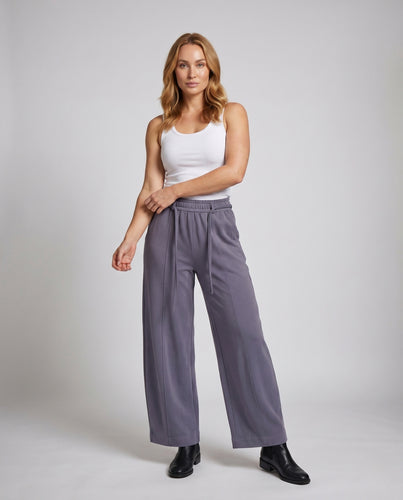 Damen nan hochtaillierte Lounge-Hose im Balloon-Schnitt mit Tunnelzug und breiten Bündchen R&B