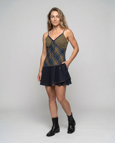 Damen nan karierte Camisole im Patchwork-Stil mit Spitzenkante und taillierter Passform R&B