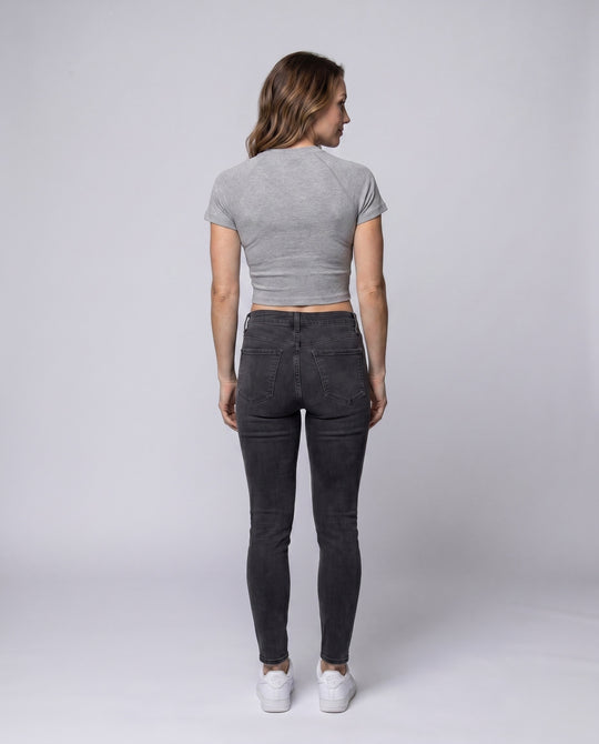 Damen nan klassisches Raglan-T-Shirt aus dichtem Baumwolljersey mit verstärktem Halsausschnitt R&B
