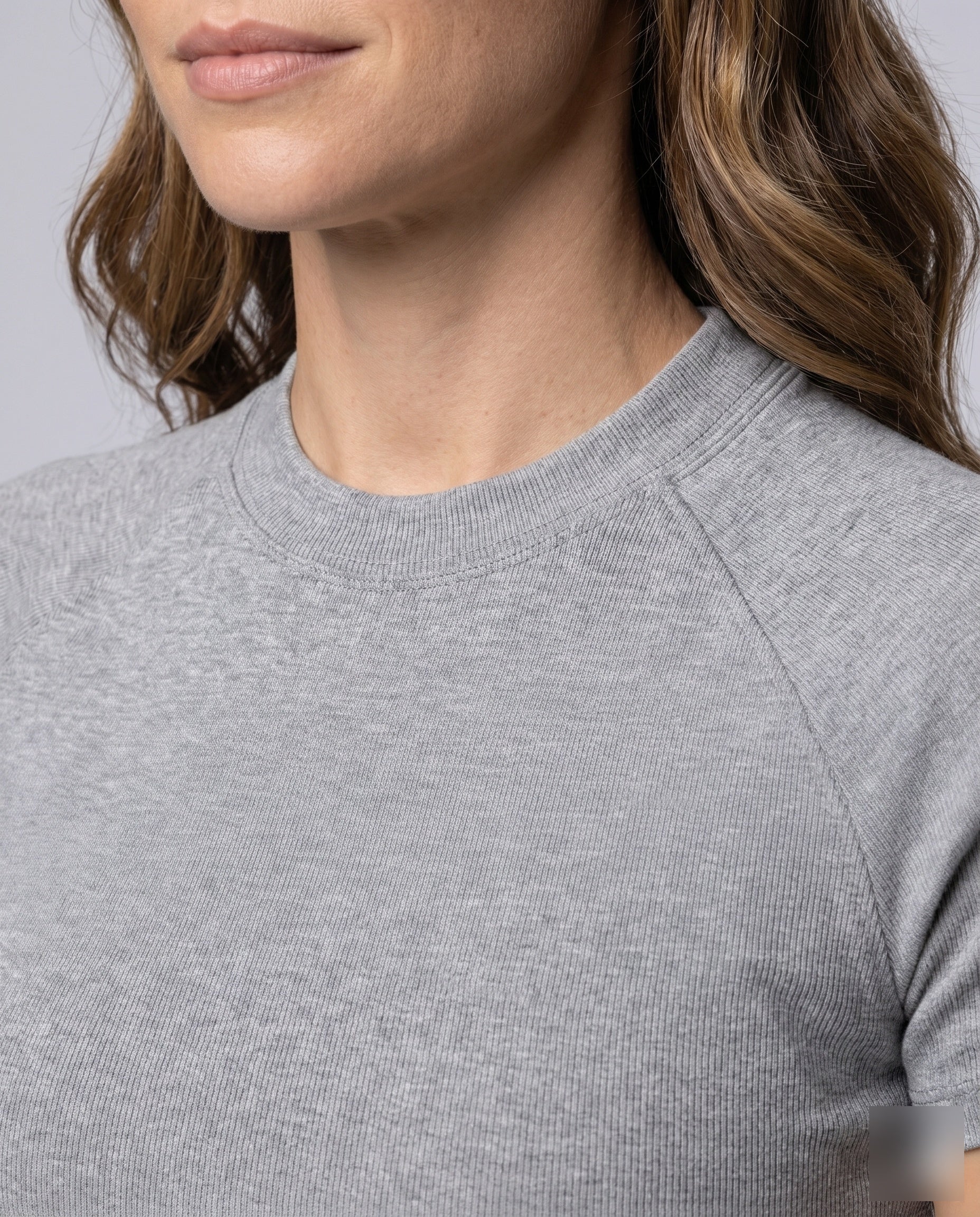 Damen nan klassisches Raglan-T-Shirt aus dichtem Baumwolljersey mit verstärktem Halsausschnitt R&B