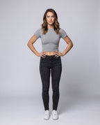 Damen nan klassisches Raglan-T-Shirt aus dichtem Baumwolljersey mit verstärktem Halsausschnitt R&B