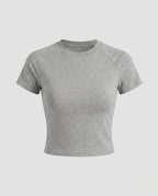 Damen nan klassisches Raglan-T-Shirt aus dichtem Baumwolljersey mit verstärktem Halsausschnitt R&B