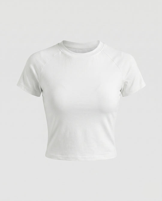 Damen nan klassisches Raglan-T-Shirt aus dichtem Baumwolljersey mit verstärktem Halsausschnitt R&B