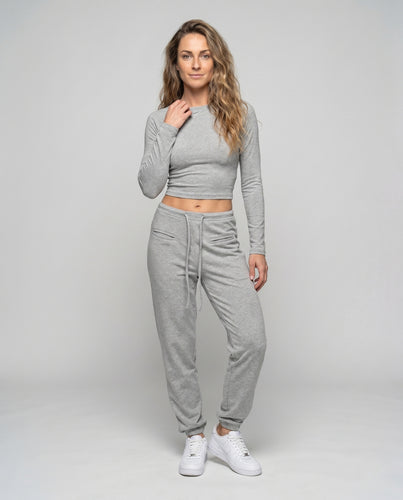 Damen nan konturiertes Crop-Longsleeve aus elastischem Jersey mit Raglanärmeln R&B
