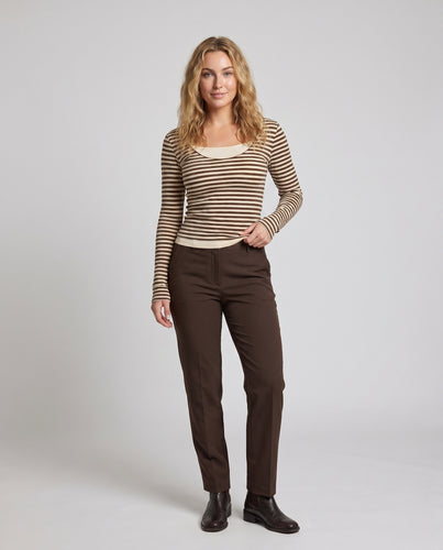 Damen nan schlankes Layer-Langarmshirt mit eckigem Ausschnitt und integrierter Camisole R&B