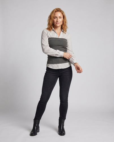 Damen nan taillierter Hemdblusen-Lagenlook mit eckigem Strickkorsett R&B