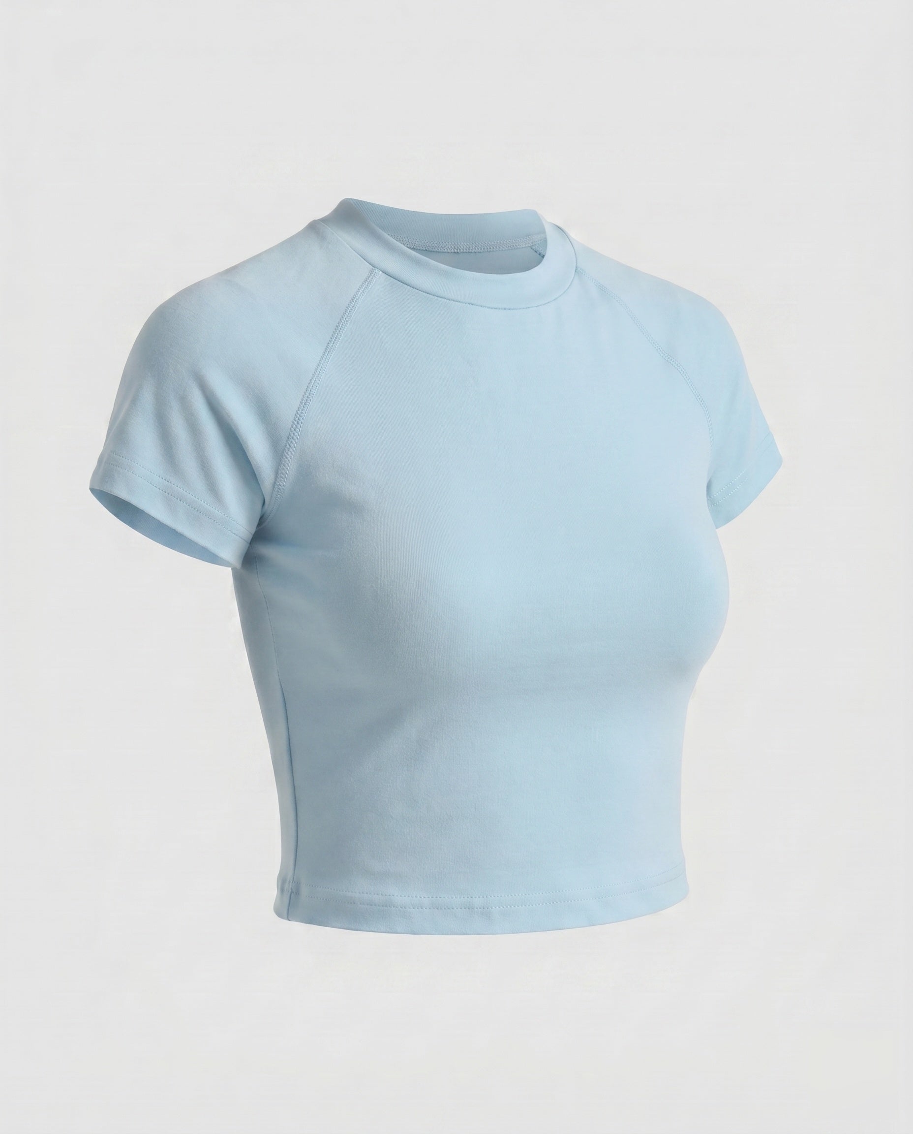 Damen nan tailliertes bauchfreies Kurzshirt aus Baumwolljersey mit Rundhalsausschnitt R&B