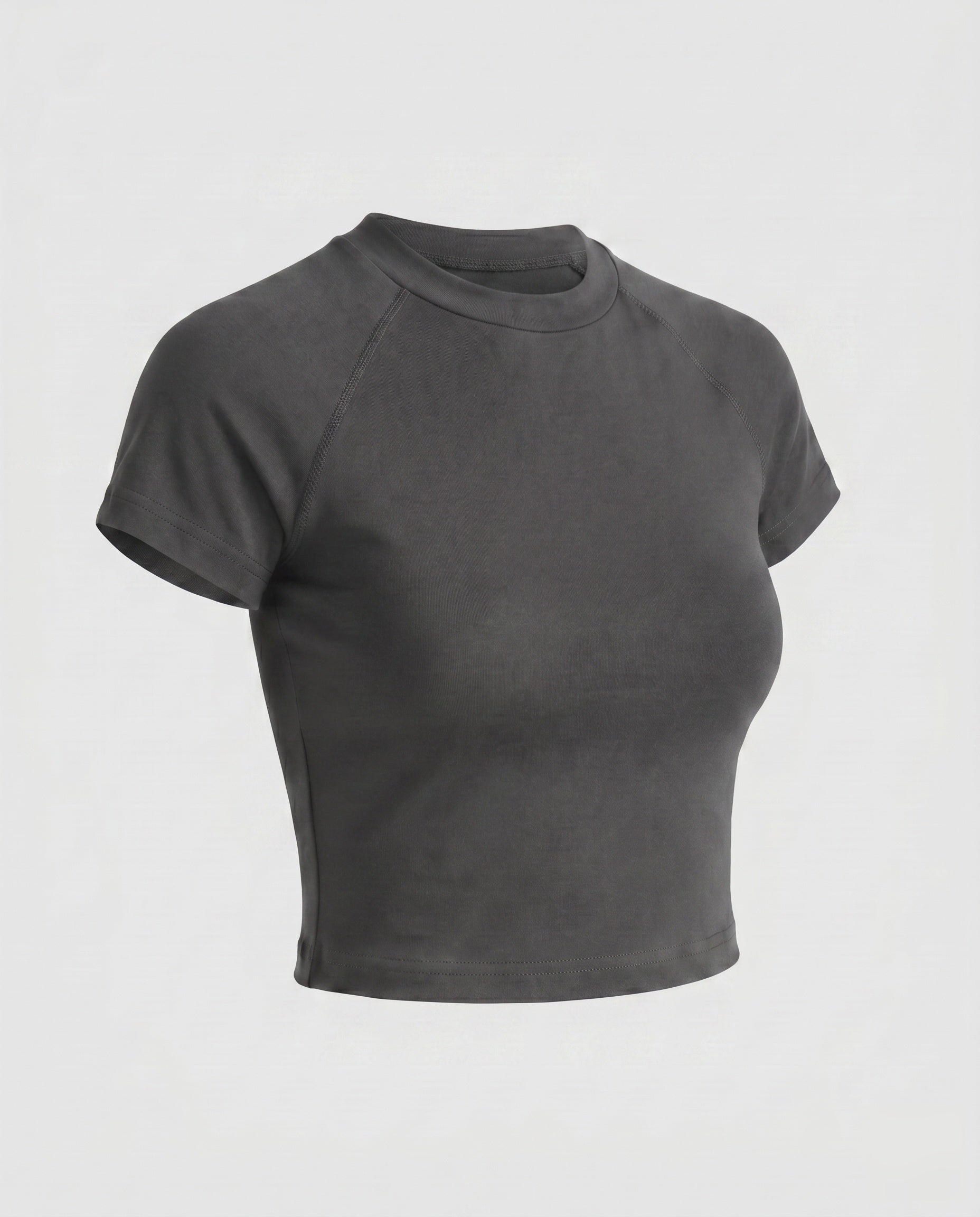 Damen nan tailliertes bauchfreies Kurzshirt aus Baumwolljersey mit Rundhalsausschnitt R&B