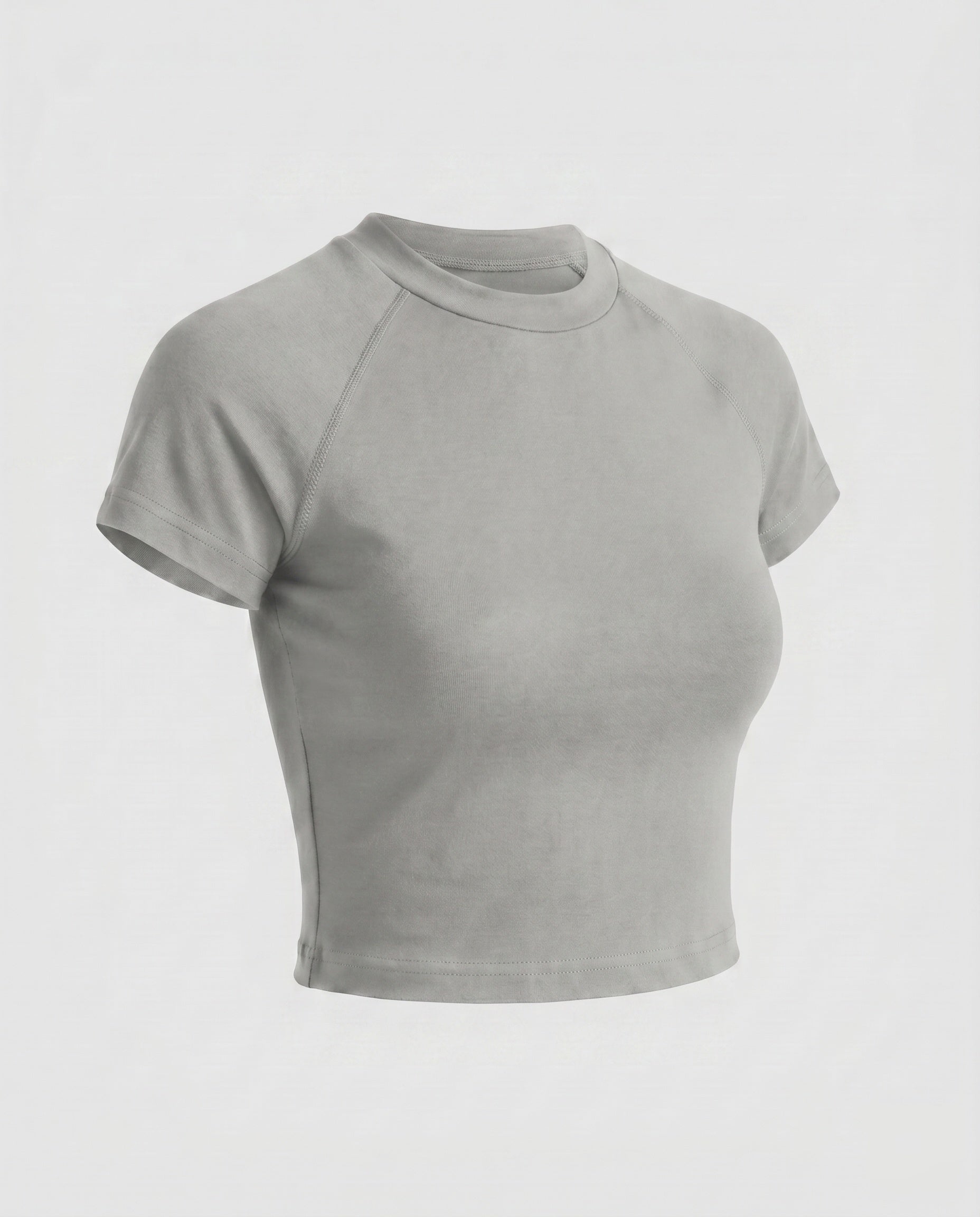 Damen nan tailliertes bauchfreies Kurzshirt aus Baumwolljersey mit Rundhalsausschnitt R&B