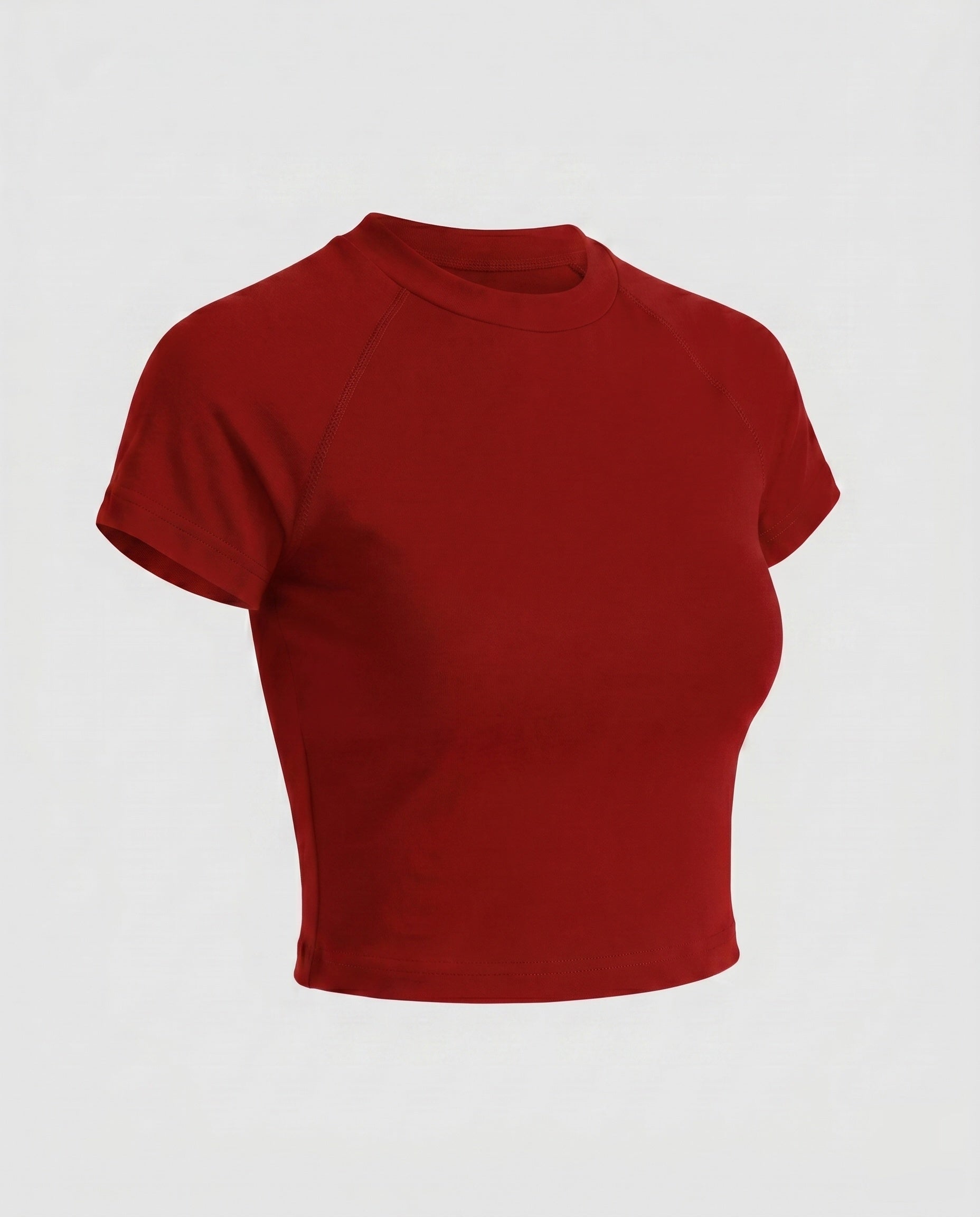 Damen nan tailliertes bauchfreies Kurzshirt aus Baumwolljersey mit Rundhalsausschnitt R&B