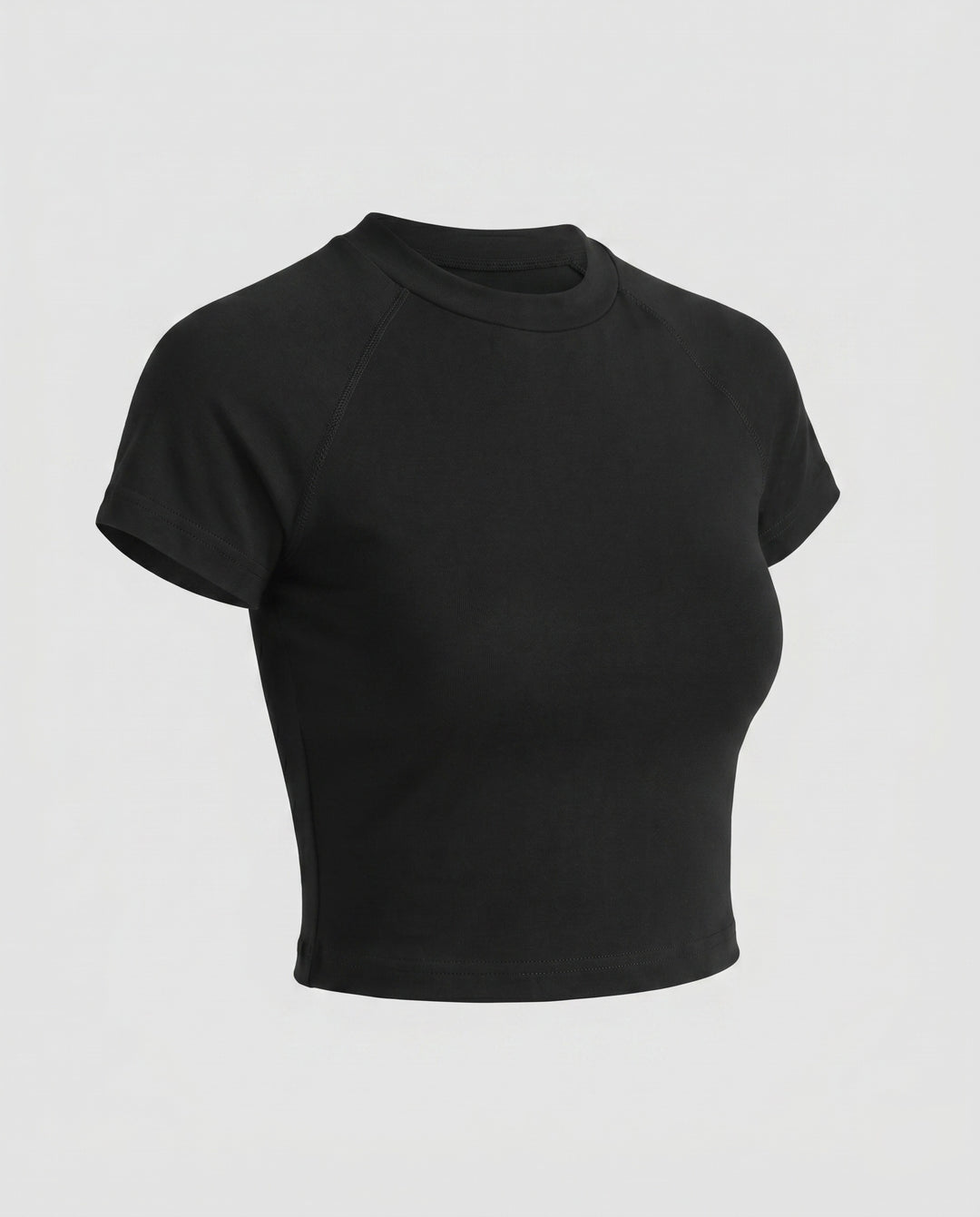 Damen nan tailliertes bauchfreies Kurzshirt aus Baumwolljersey mit Rundhalsausschnitt R&B