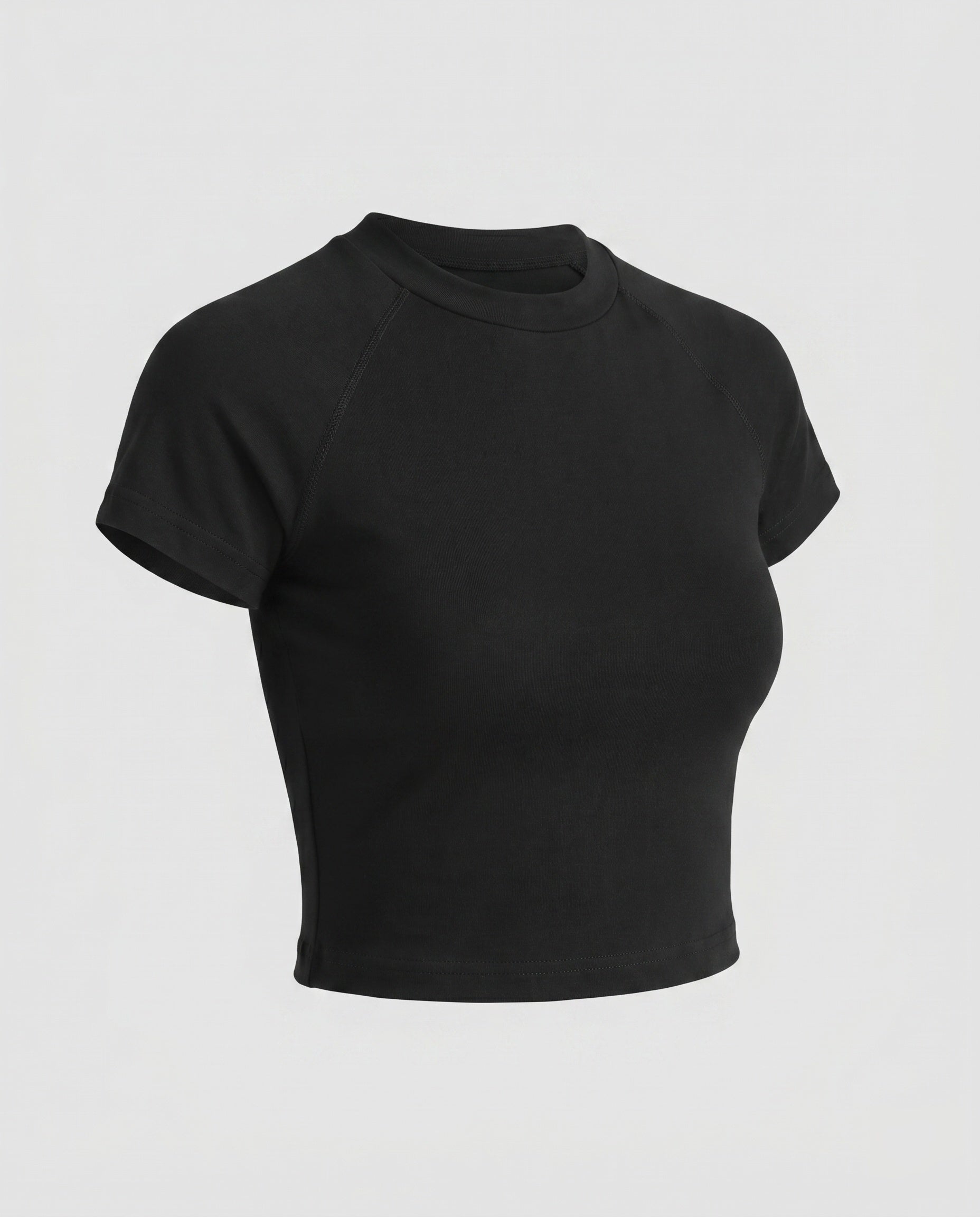 Damen nan tailliertes bauchfreies Kurzshirt aus Baumwolljersey mit Rundhalsausschnitt R&B