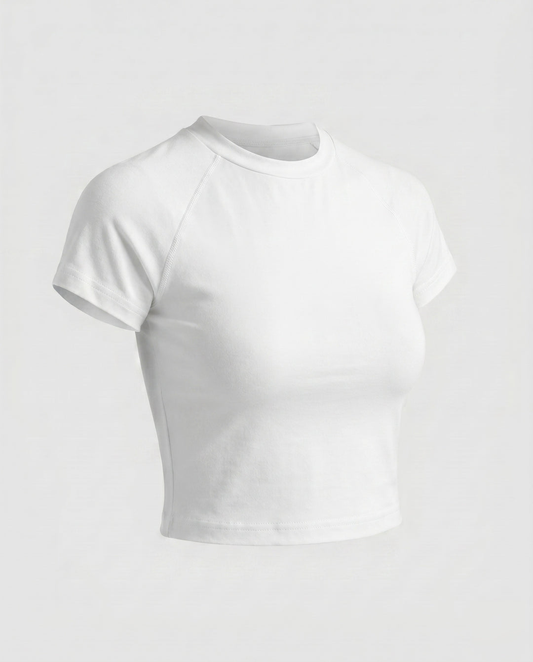 Damen nan tailliertes bauchfreies Kurzshirt aus Baumwolljersey mit Rundhalsausschnitt R&B