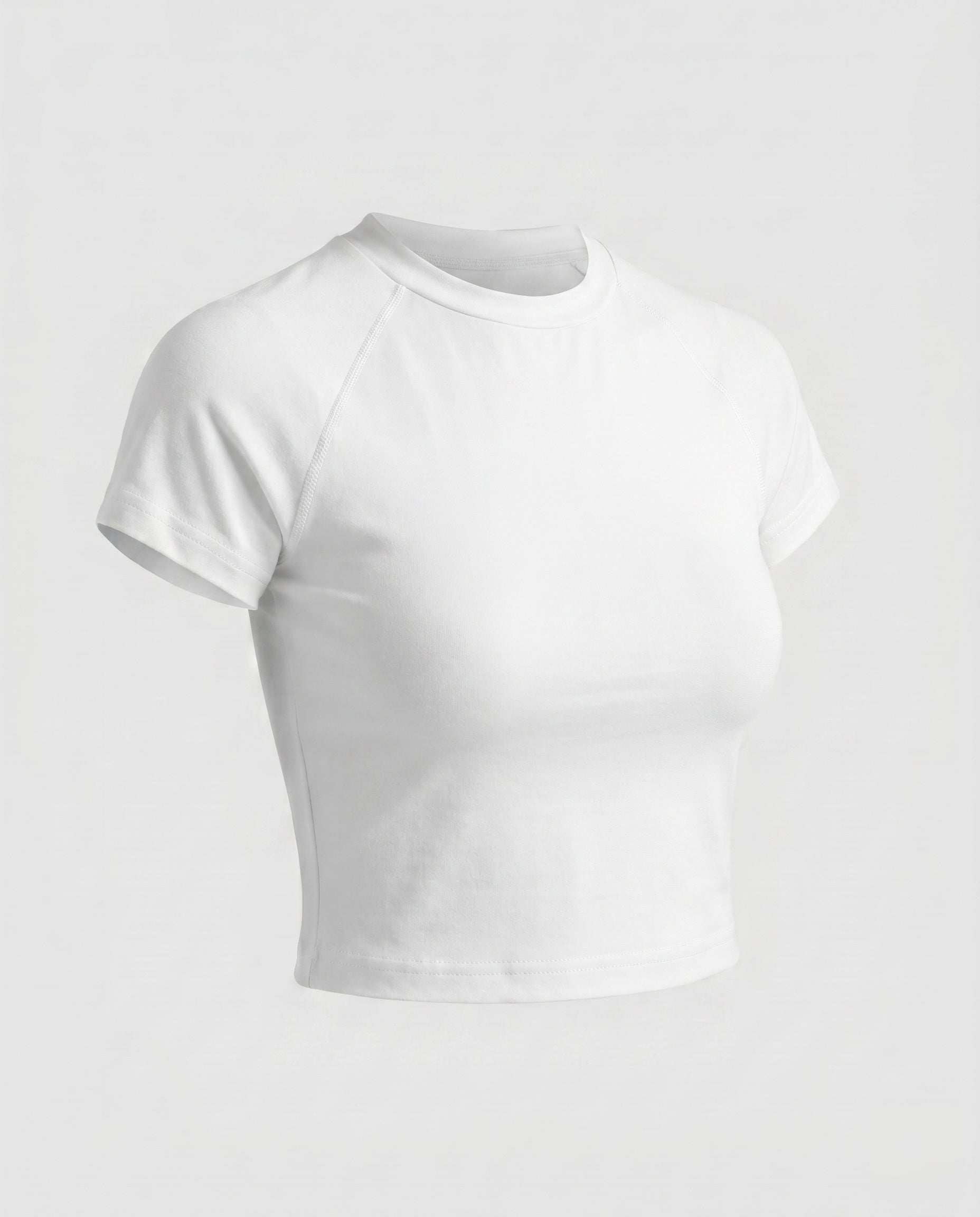 Damen nan tailliertes bauchfreies Kurzshirt aus Baumwolljersey mit Rundhalsausschnitt R&B