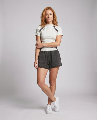Damen nan tailliertes Sport-T-Shirt mit Kontrast-Einsätzen und Funktionsjersey R&B