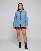 Damen nan weit geschnittene Hemdjacke mit verdecktem Reißverschluss und Brusttasche R&B
