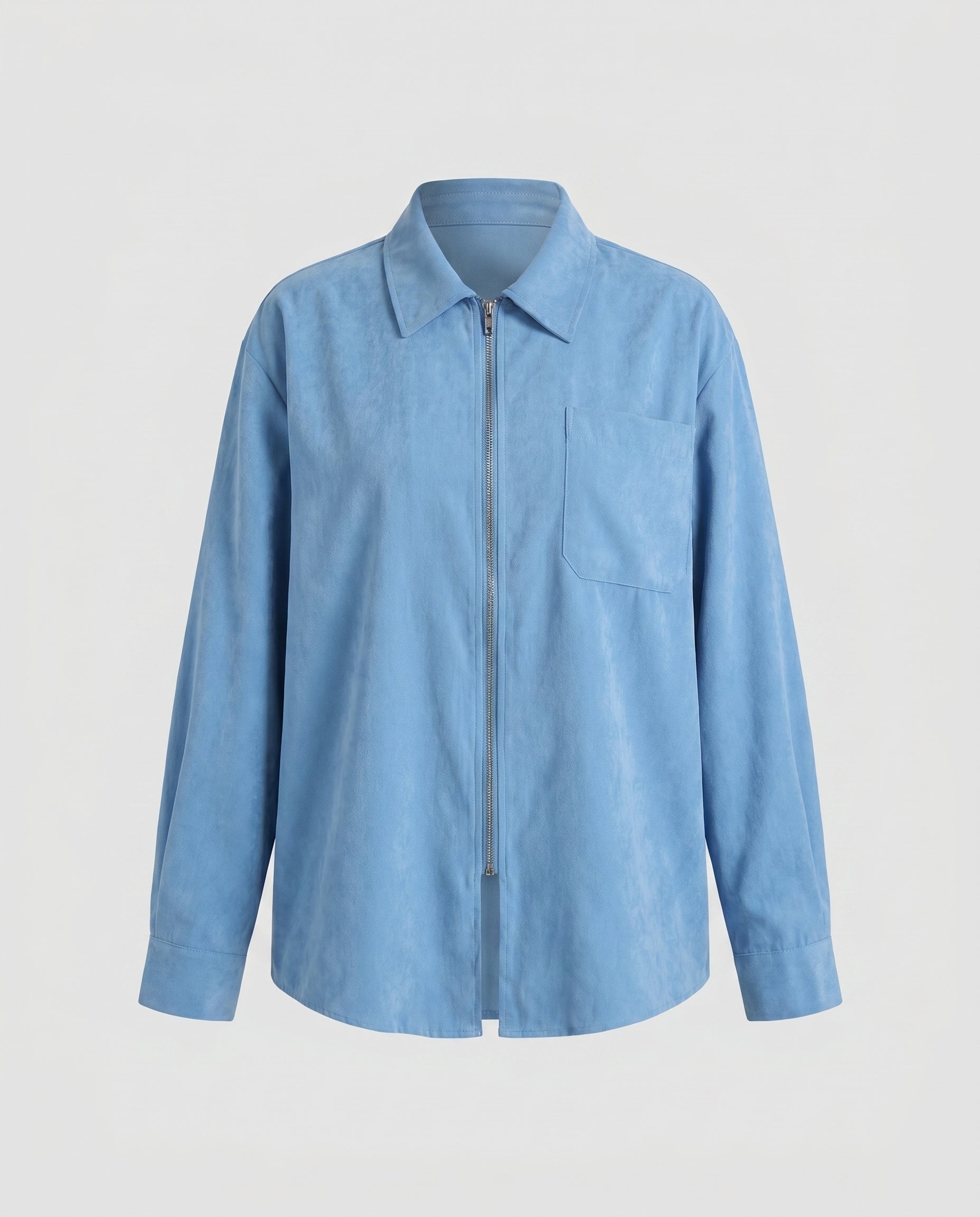 Damen nan weit geschnittene Hemdjacke mit verdecktem Reißverschluss und Brusttasche R&B