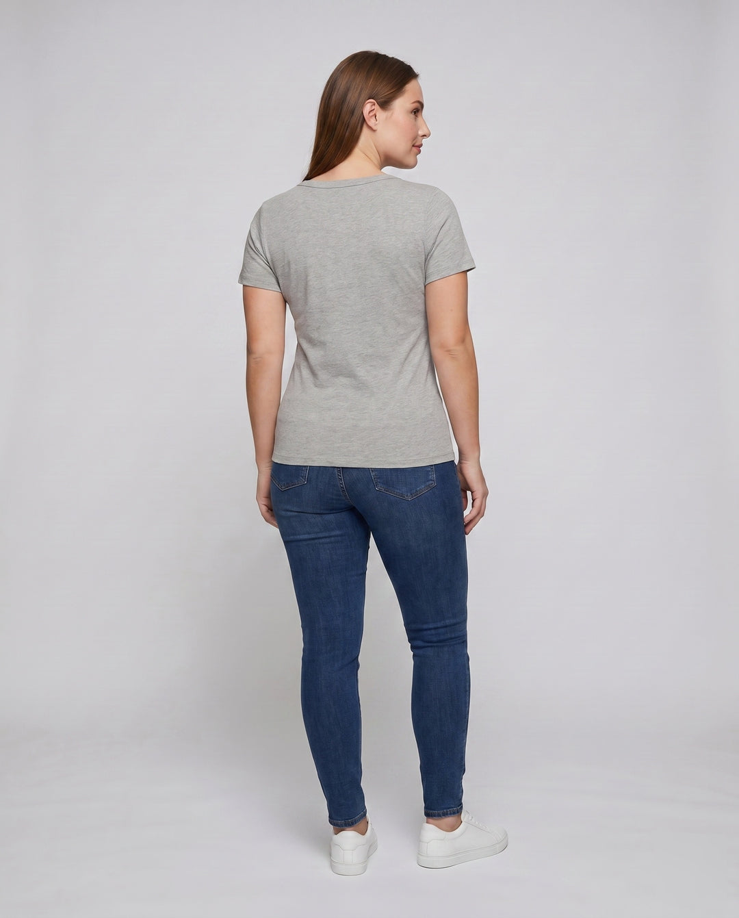 Damen nan weit geschnittenes Baumwollshirt mit Rundhalsausschnitt und Kurzarm R&B