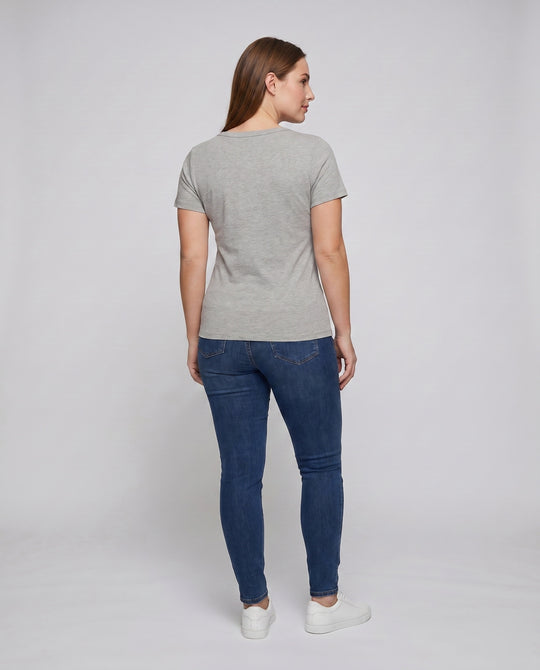 Damen nan weit geschnittenes Baumwollshirt mit Rundhalsausschnitt und Kurzarm R&B