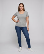 Damen nan weit geschnittenes Baumwollshirt mit Rundhalsausschnitt und Kurzarm R&B