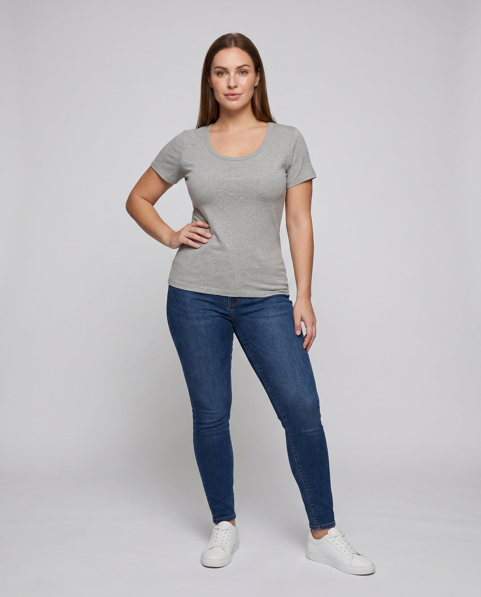 Damen nan weit geschnittenes Baumwollshirt mit Rundhalsausschnitt und Kurzarm R&B
