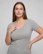 Damen nan weit geschnittenes Baumwollshirt mit Rundhalsausschnitt und Kurzarm R&B