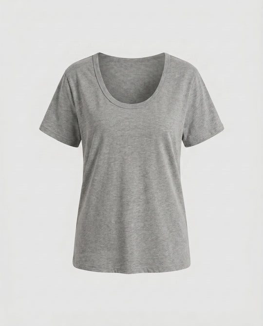 Damen nan weit geschnittenes Baumwollshirt mit Rundhalsausschnitt und Kurzarm R&B