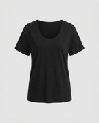 Damen nan weit geschnittenes Baumwollshirt mit Rundhalsausschnitt und Kurzarm R&B